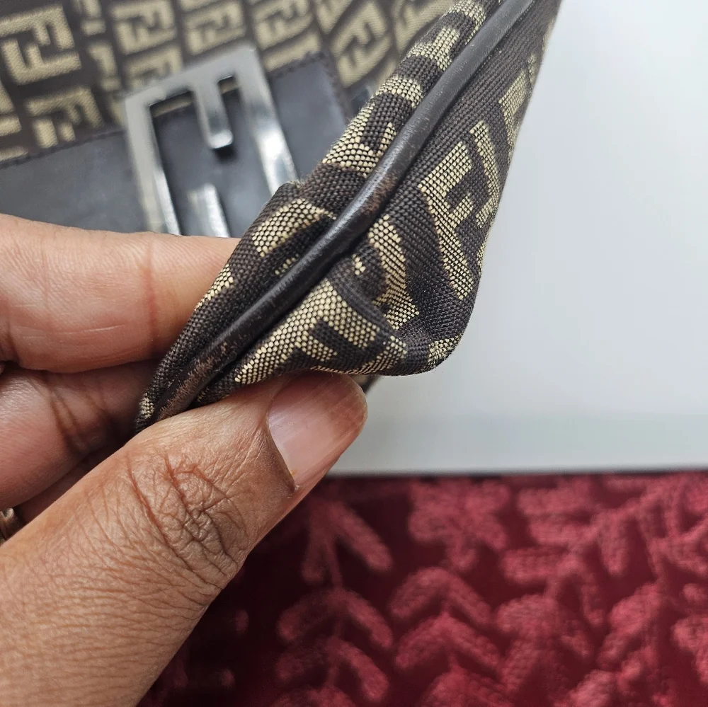 FENDI Zucchino Canvas Mamma Baguette Crossbody Bag - Picture 7 of 11